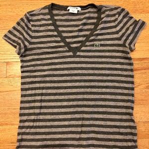 Lacoste Striped V Neck